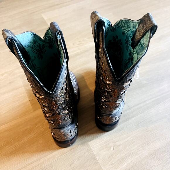 Corral Women's Golden Luminary Roots Western Boots - Snip Toe Size 5 - Picture 3 of 4